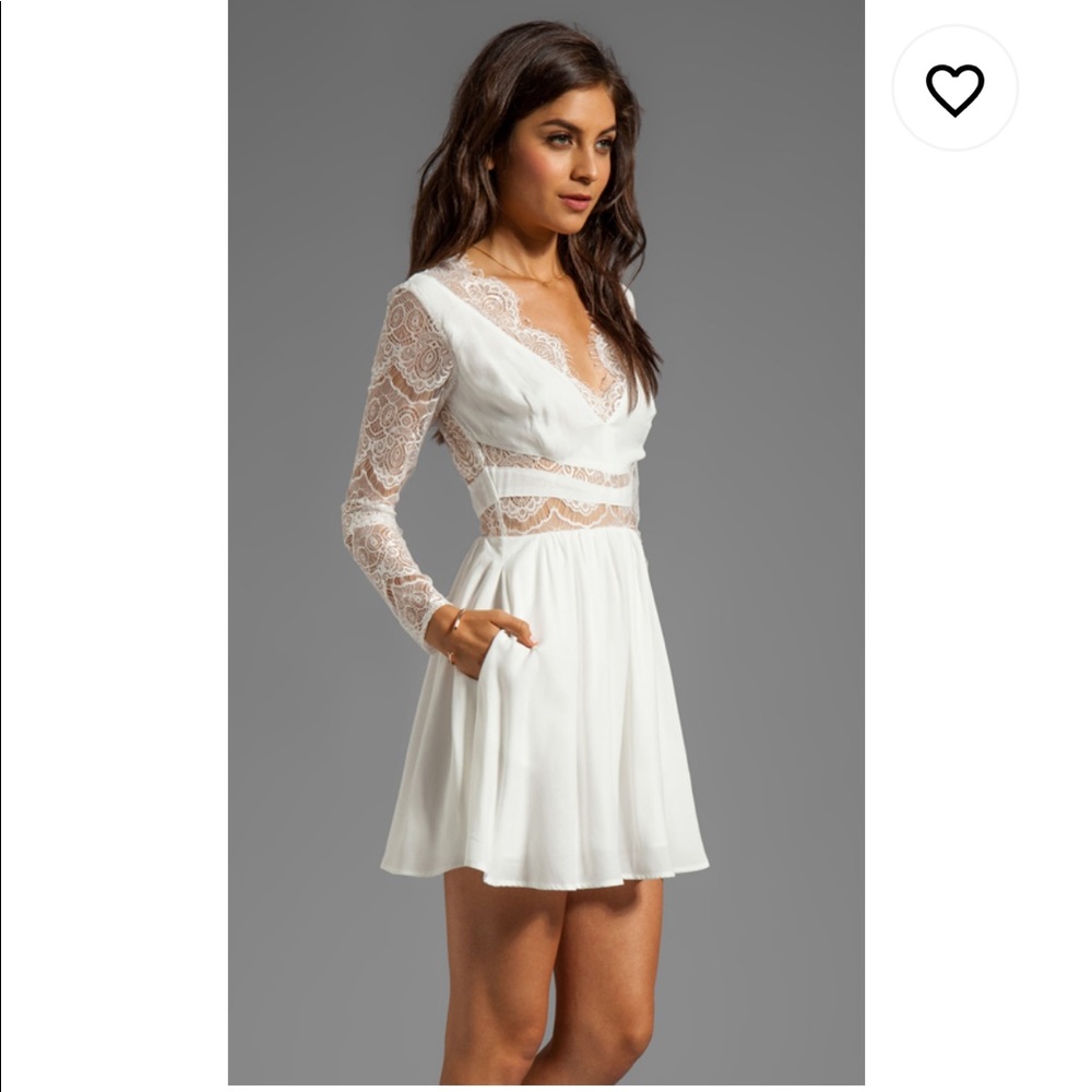 Keepsake X revolve white lace mini dress